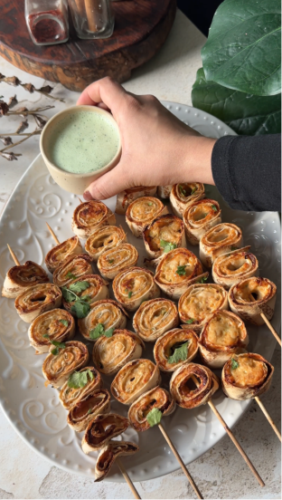 Tandoori Chicken Kebab Pinwheels