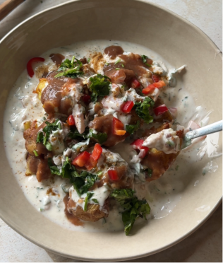 Crispy Smashed Potato Chaat